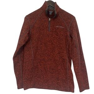 Eddie Bauer quarter zip pullover sweater layer orange brown